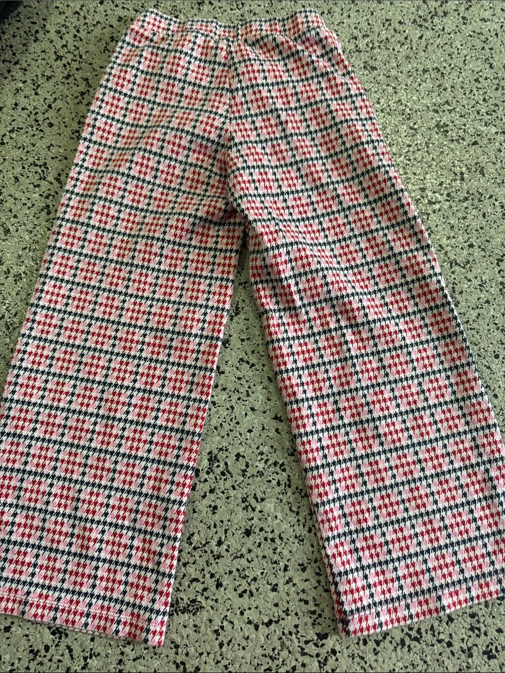 Old Navy Pink Plaid Wide-Leg Girls Pants